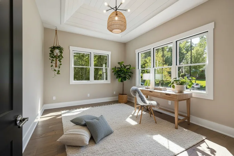 Bedroom after AI redesign in Scandinavian style