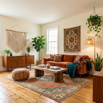 Bohemian interior design style — AI room redesign