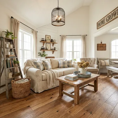 Farmhouse interior design style — AI room redesign