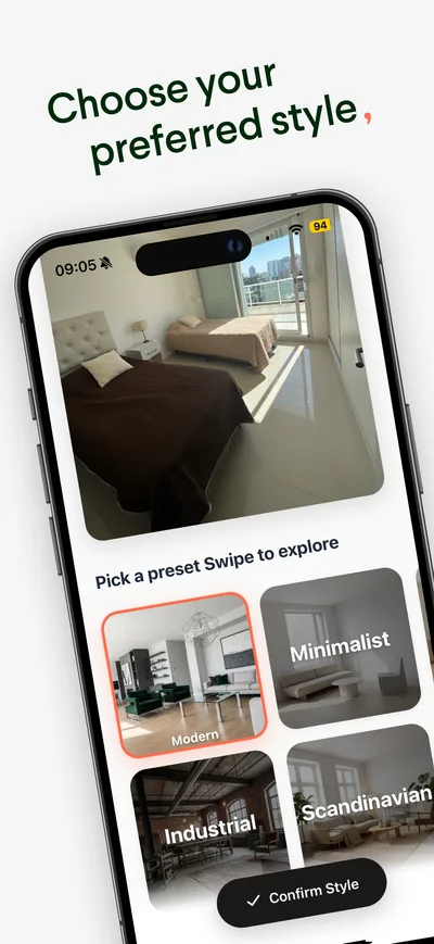 RoomSnap AI-generated room redesign result
