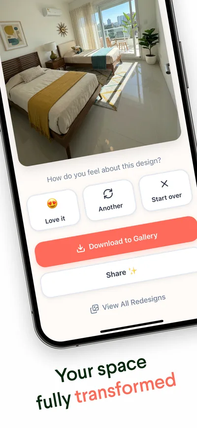 RoomSnap redesign gallery with before and after comparison